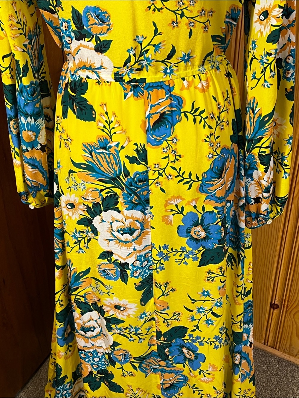 Diane Von Furstenberg Silk Bournier Acid Yellow Floral Print Maxi Dress Sz-4 - Picture 9 of 12